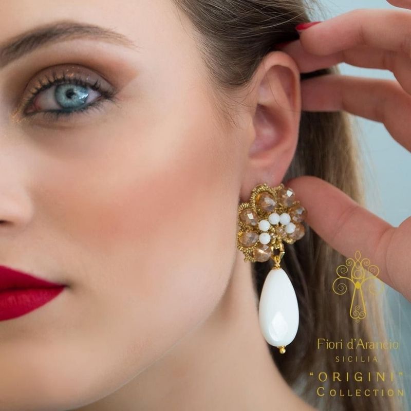White Ninfea Chiacchierino Earrings