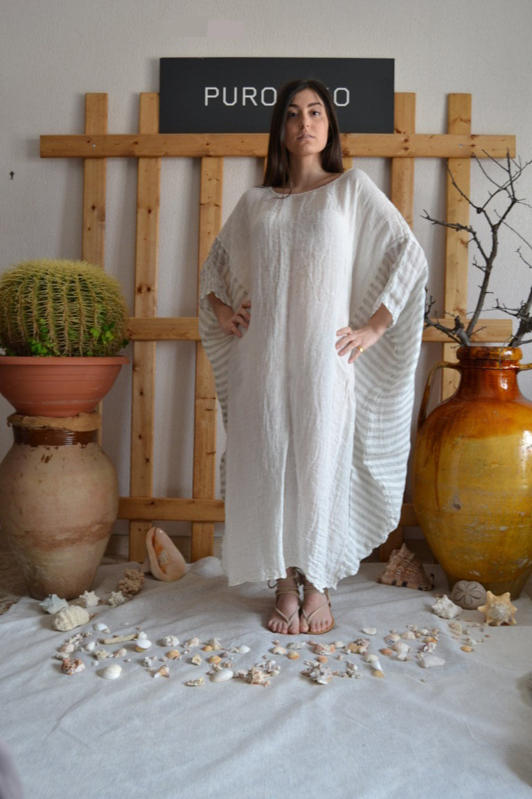 Pure Italian Linen Positano Tunic Large Dress Bicolor Pure Italian Linen Positano Tunic Large Dress Bicolor