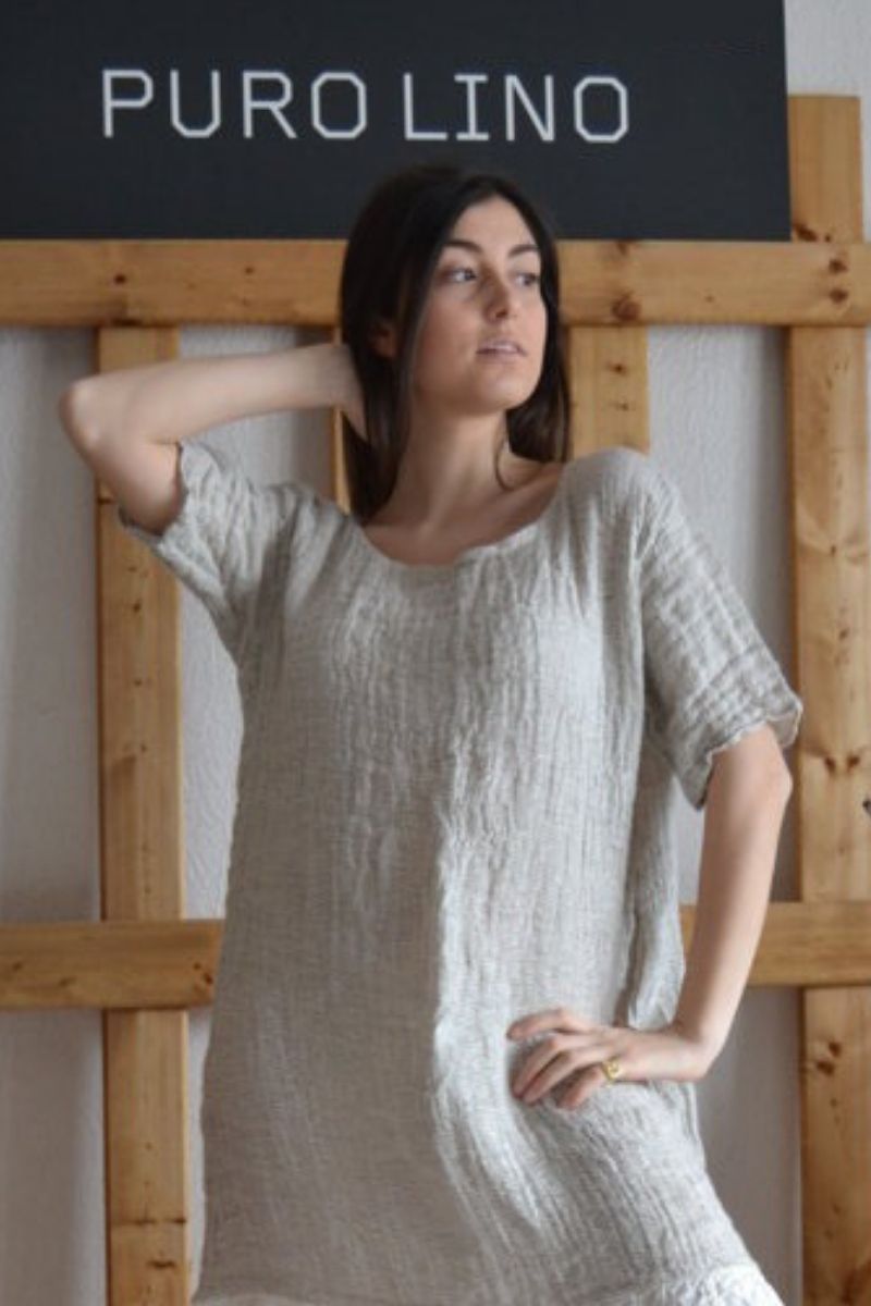 Pure Italian Linen Positano natural bicolor Dress