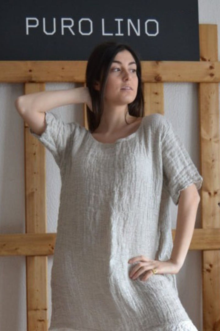Pure Italian Linen Positano natural bicolor Dress