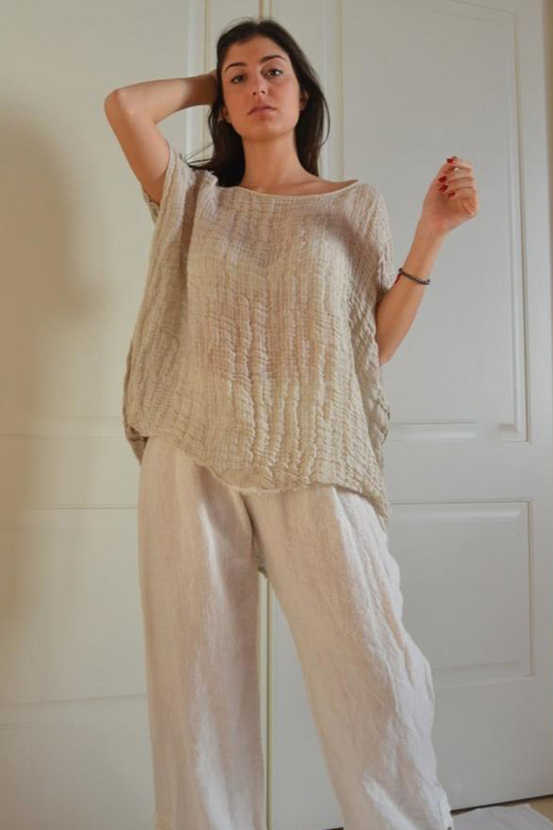 Handmade  Italian Linen Natural Fiber Top