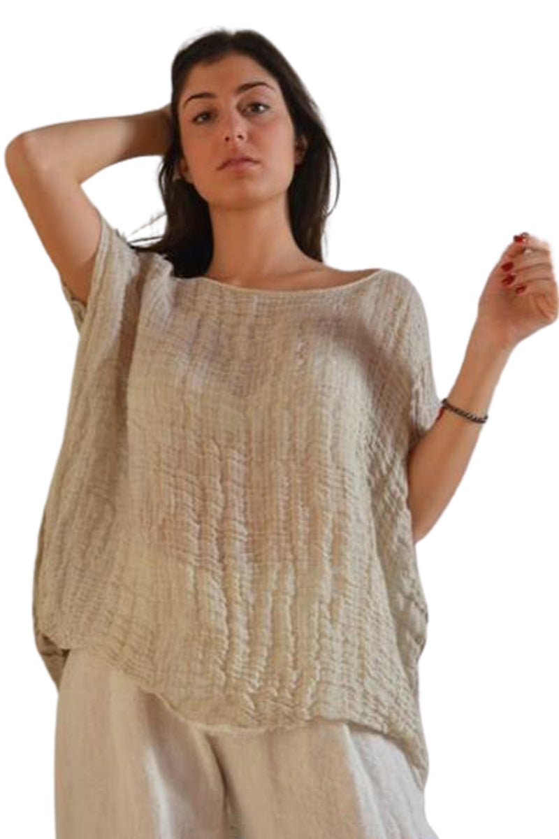 Handmade  Italian Linen Natural Fiber Top