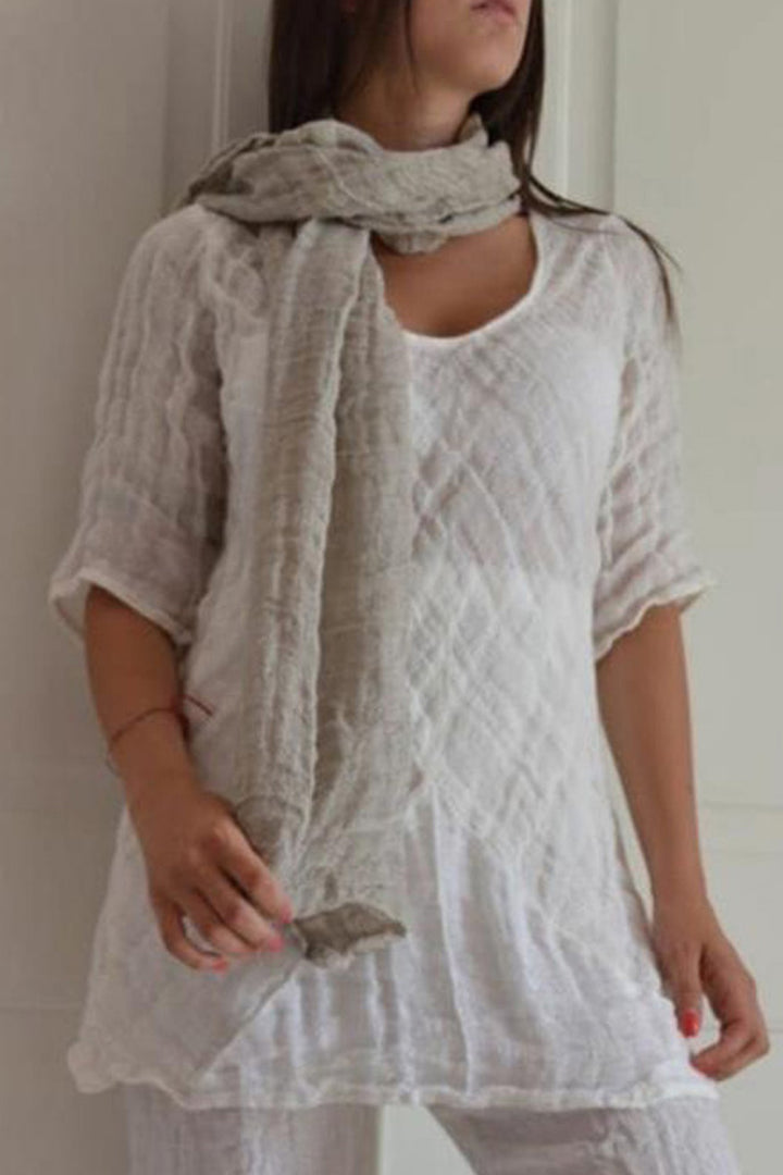 Italian Linen top Handmade in Italy White Natural fiber