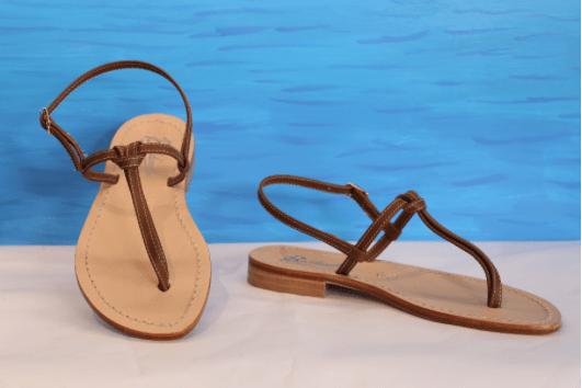 Classic all leather jackie O Capri Sandal , handmade in Italy