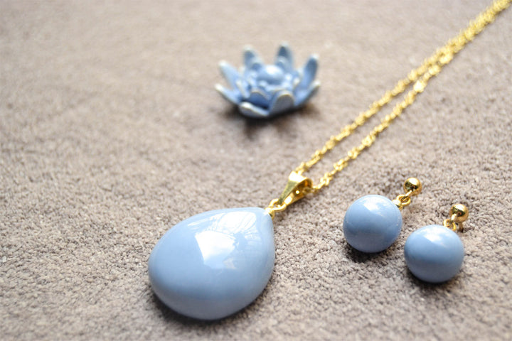 Handmade Ceramic Blue Earrings and Pendants
