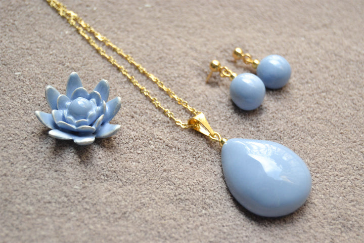 Handmade Ceramic Blue Earrings and Pendants