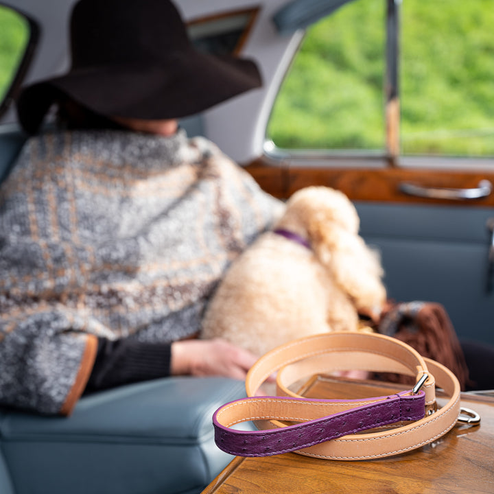Grape Ostrich Leather Leash