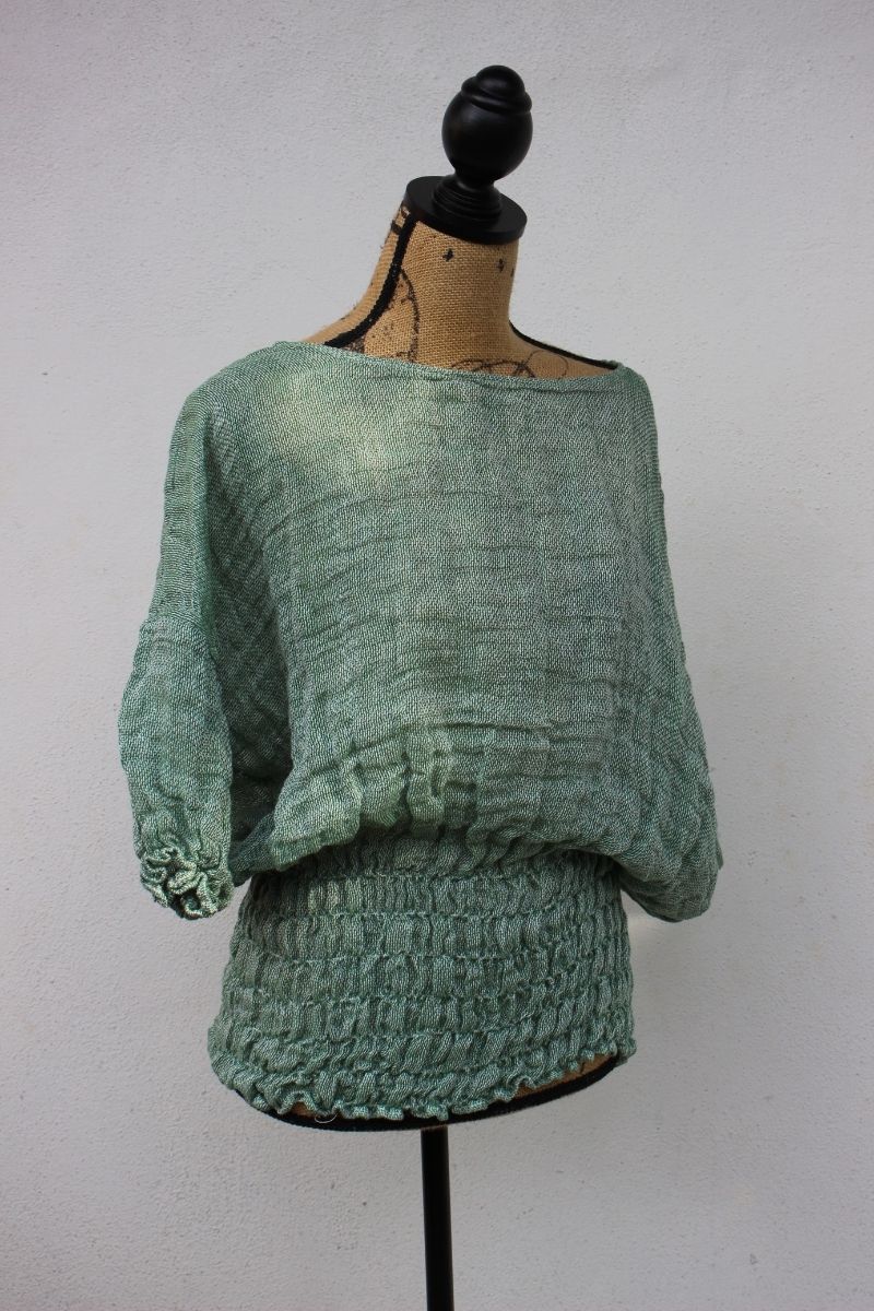 natural linen green top
