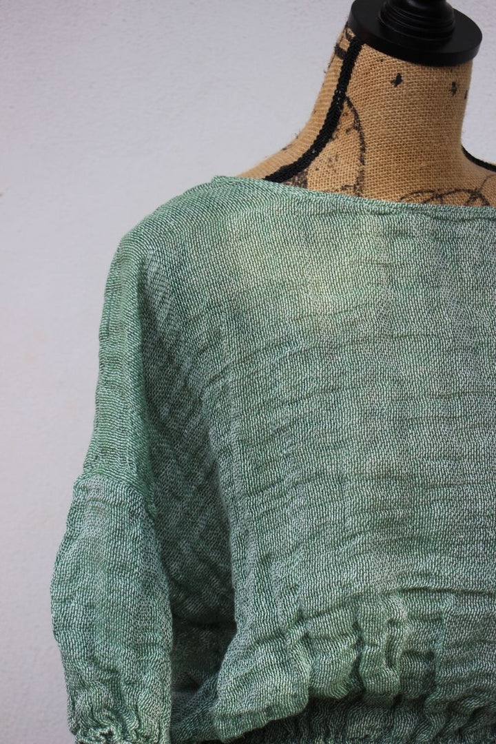 natural linen green top