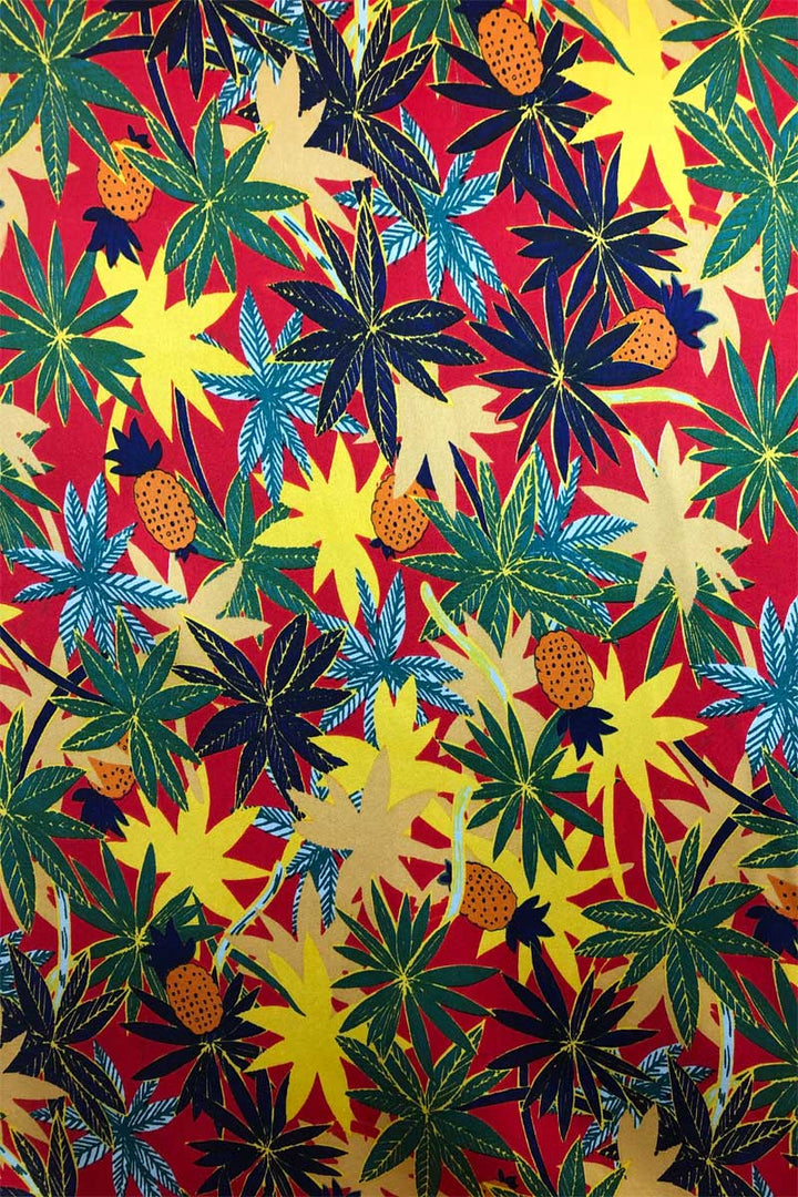 Elegant Silk Red fantasy Kimono design in Italy