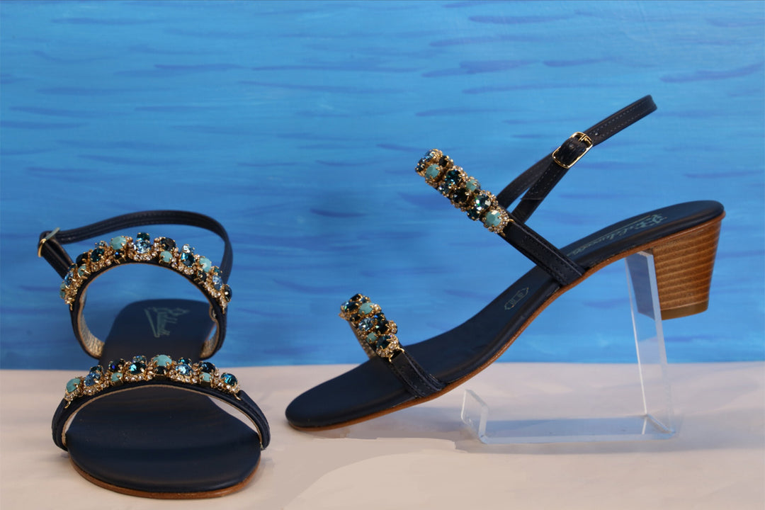 Light blue Jewel Swaroskii sandals handmade Made in Italy real leather