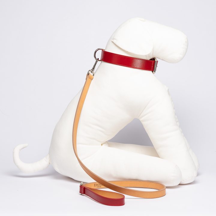 Red Saffiano Leather Leash