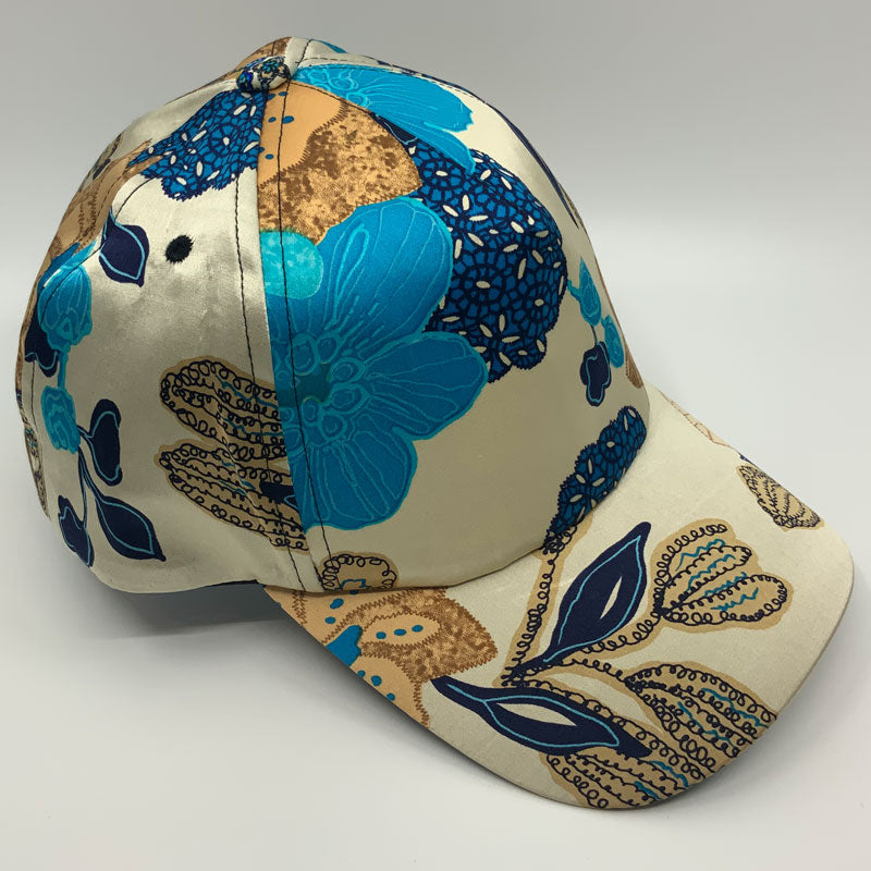 Blue and white silk cap