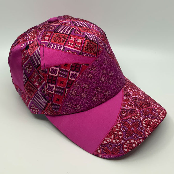 Pink silk design cap
