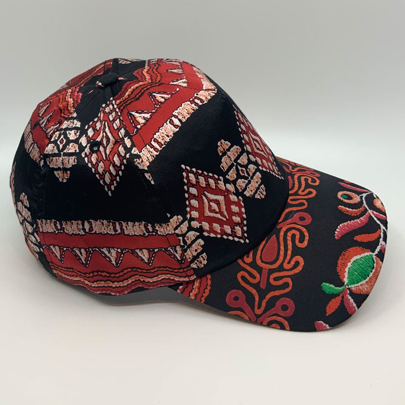 Black and red Silk Cap