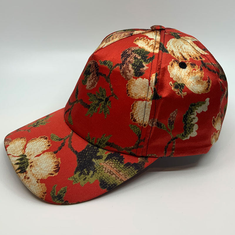 Silk Red Flowers Cap