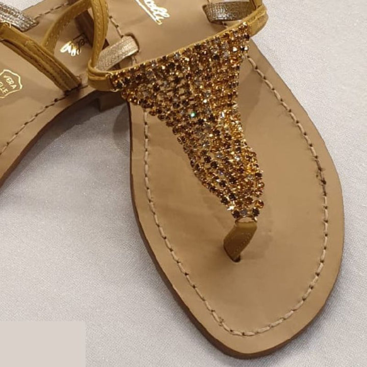 leather sandal with Swarovski