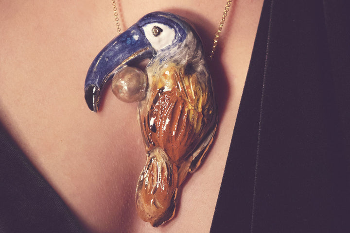Handmade Ceramic Tucano Pendant