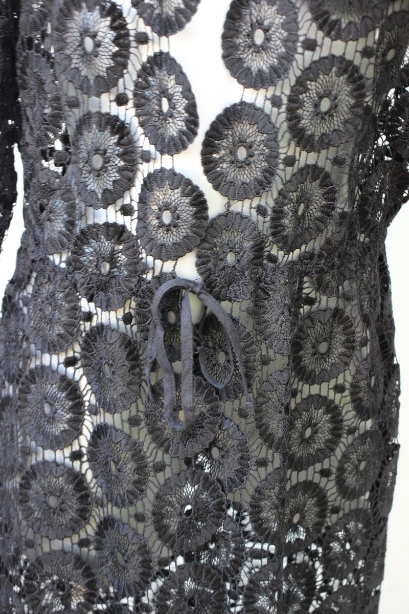 Black Lace Duster - Organic Linen Dress from Positano