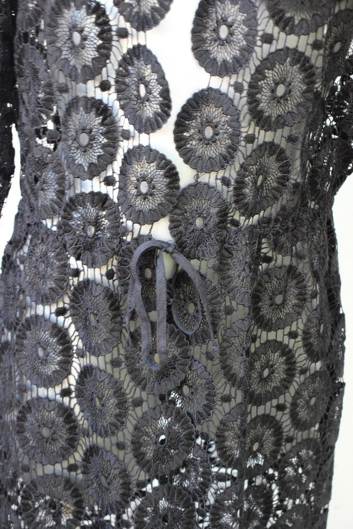 Black Lace Duster - Organic Linen Dress from Positano