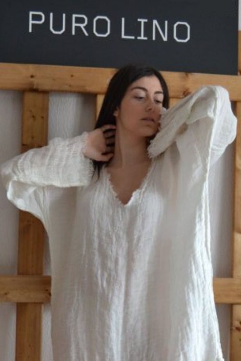 Pure Italian Linen Positano White Long Dress