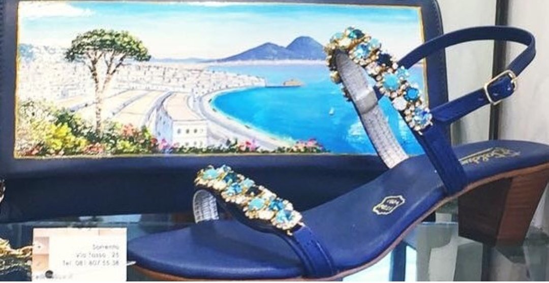 Blue Jewel Capri Sandal handmade in real italian Leather, perfect for wedding