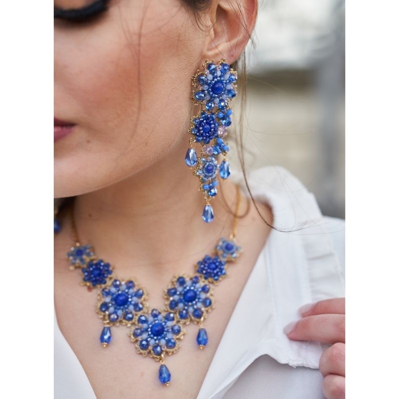 Blue swarosky earring and necklace