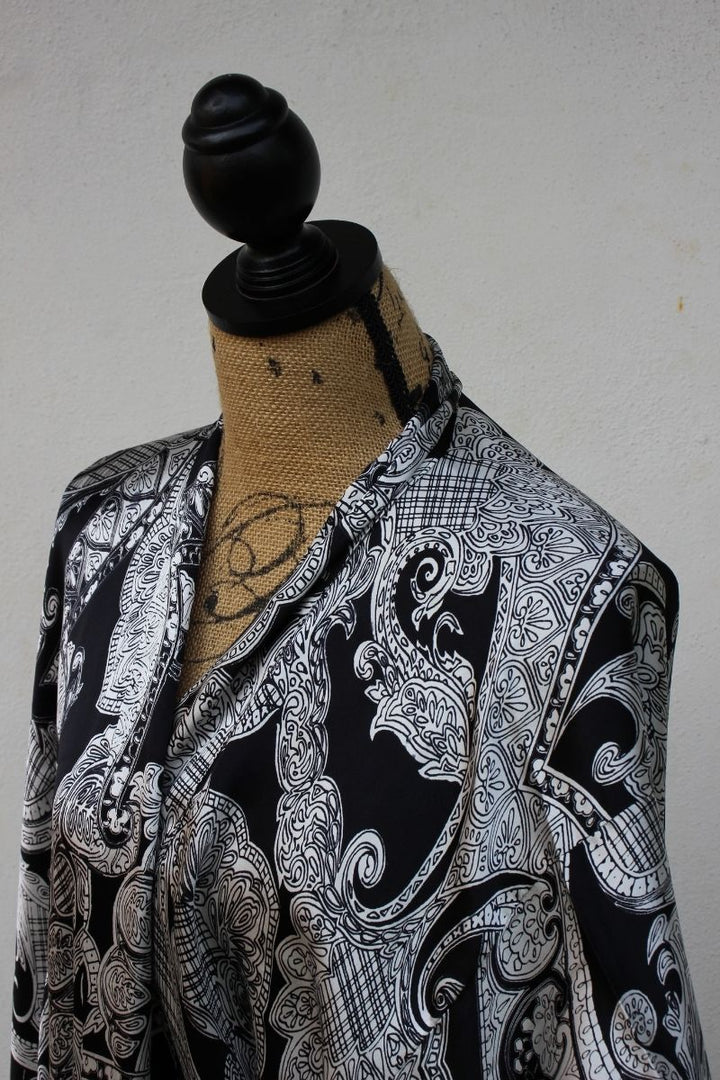 Black and White Long Jacket Kimono