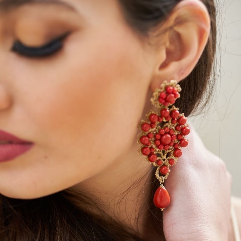 handmade in sicily coral eartins