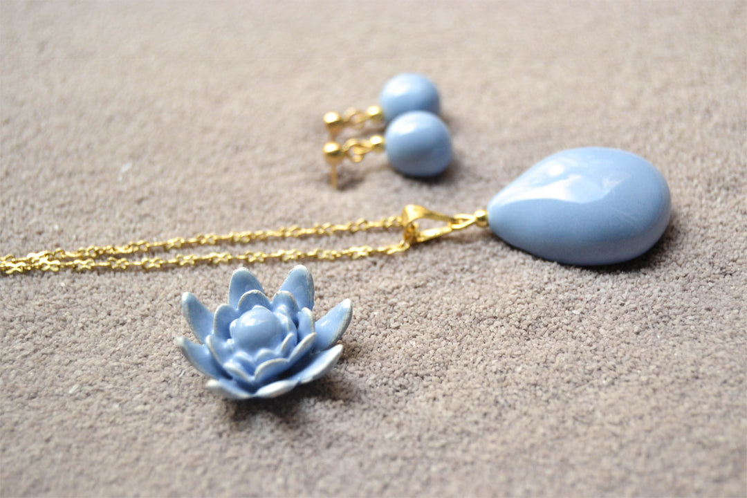 Handmade Ceramic Blue Earrings and Pendants