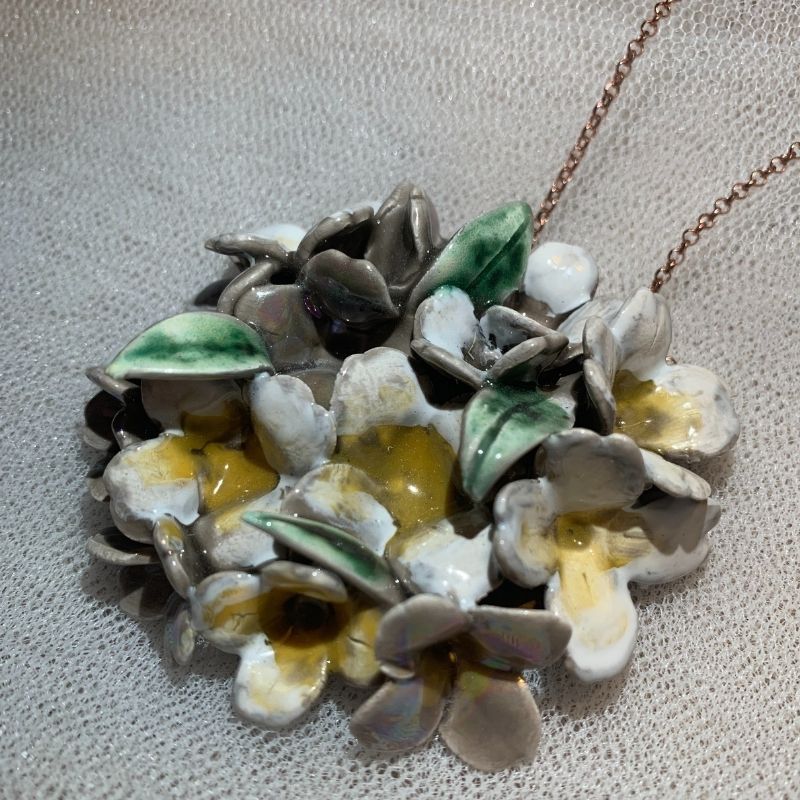 flowers ceramic pendant