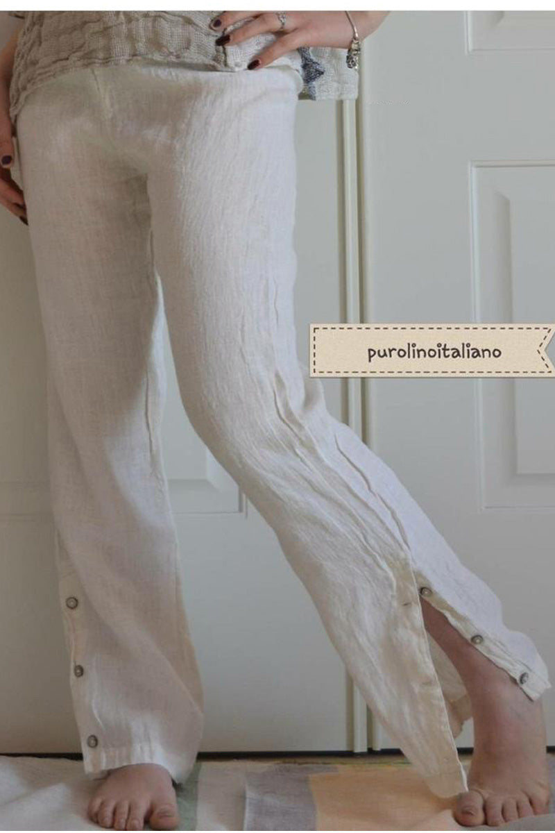 Handmade  pure Linen Pants white