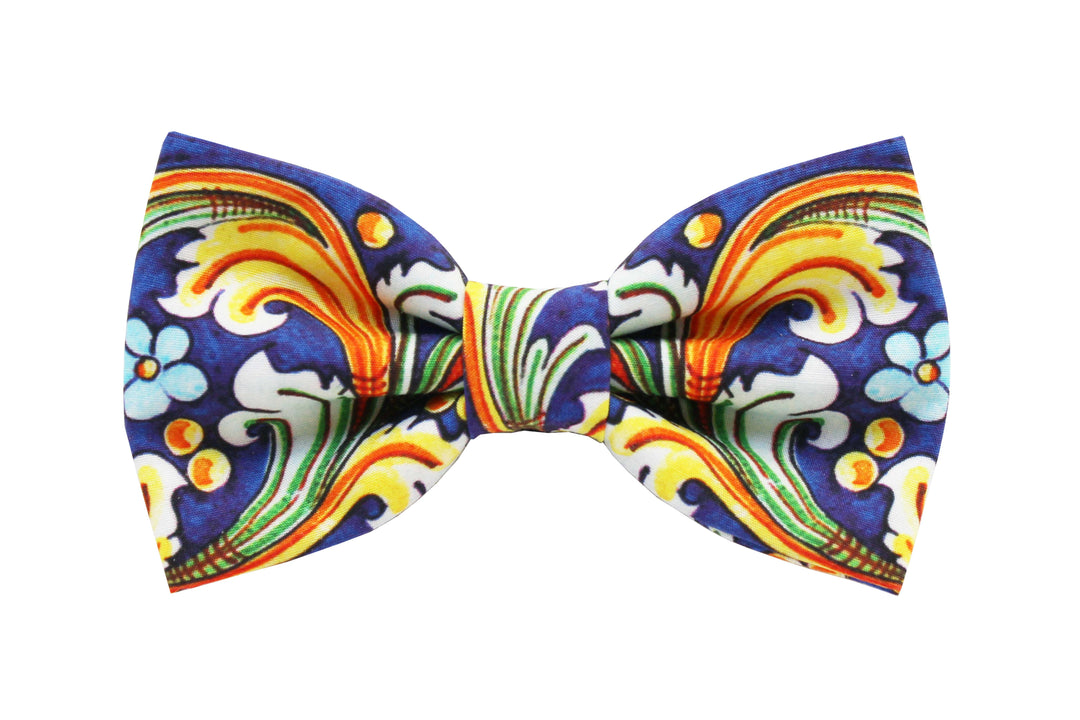 Bow Tie blue and yellow maiolica design