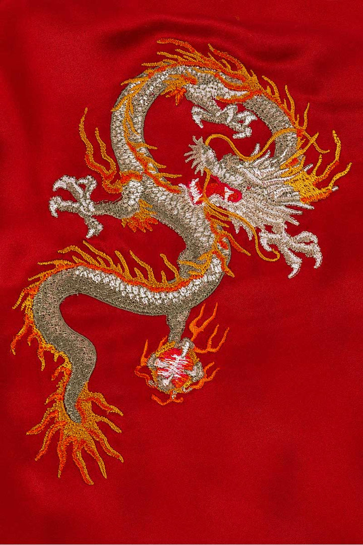 Pure Italian Silk Kimono Front Embroidered Dragon