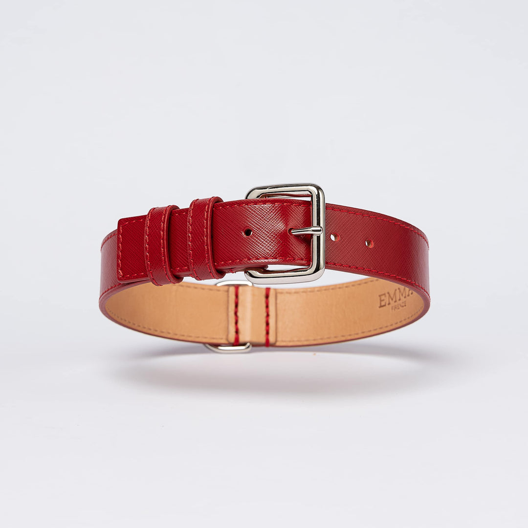 Red Saffiano Leather Collar