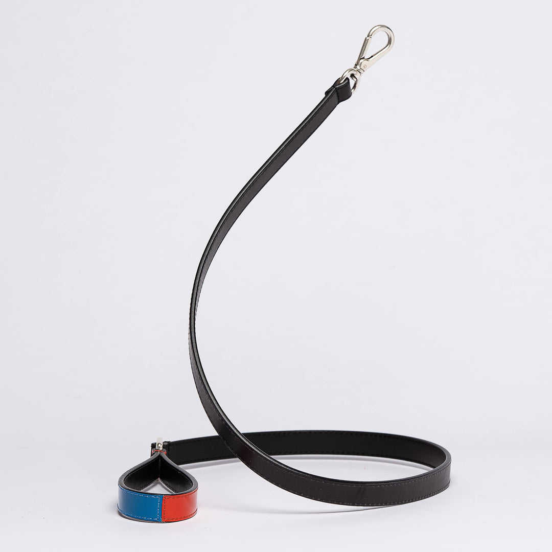 Red Blue Leather Rugby Leash