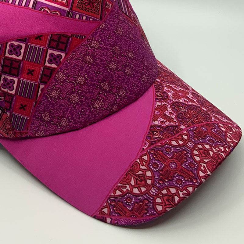 Pink silk design cap