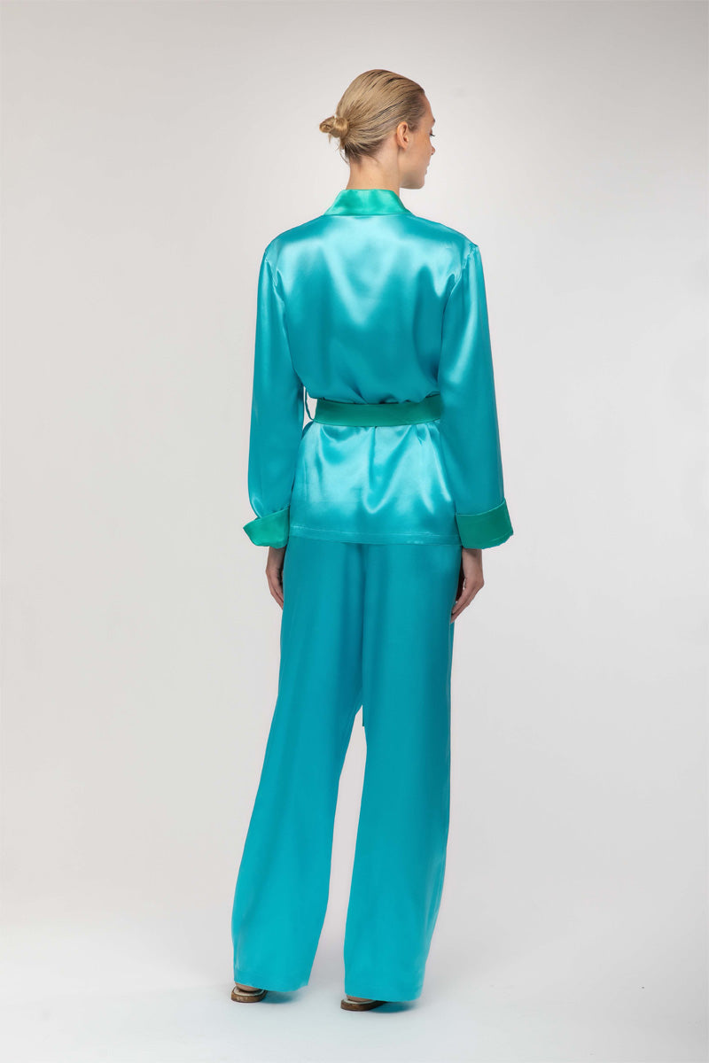 Turquoise Satin Pajama