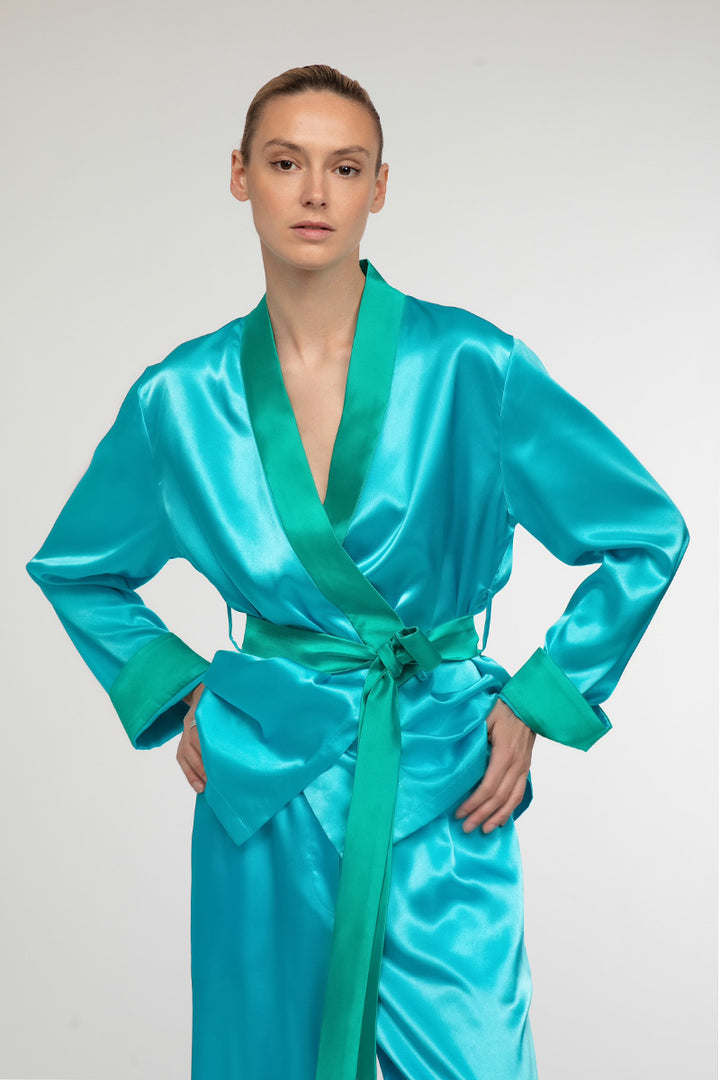 Turquoise Satin Pajama