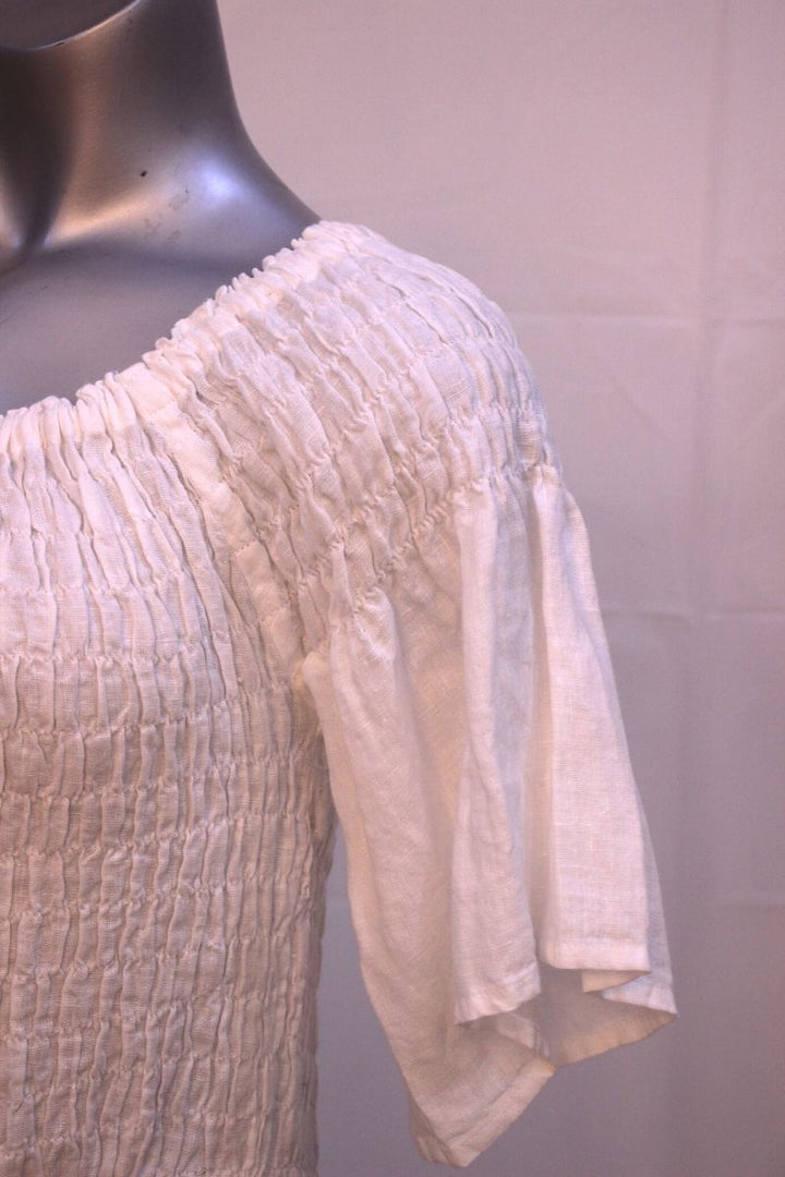 Pure Linen White or Gold Lace Dress