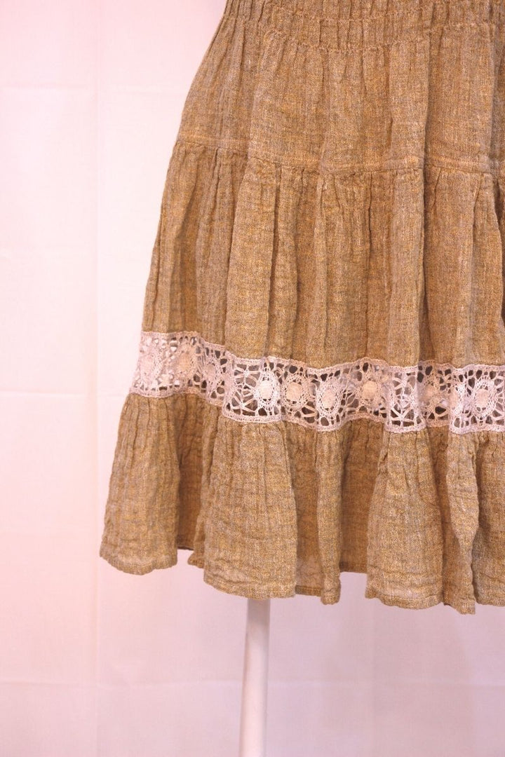Pure Linen White or Gold Lace Dress