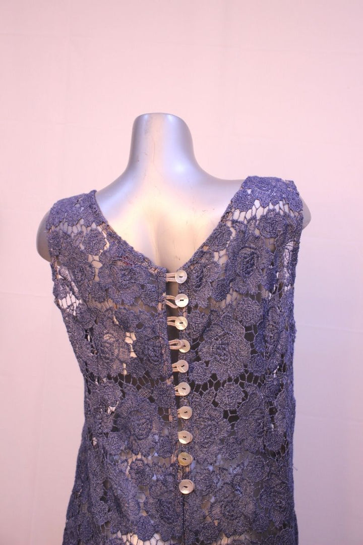 blue lace Italian  linen jumpsuit 
